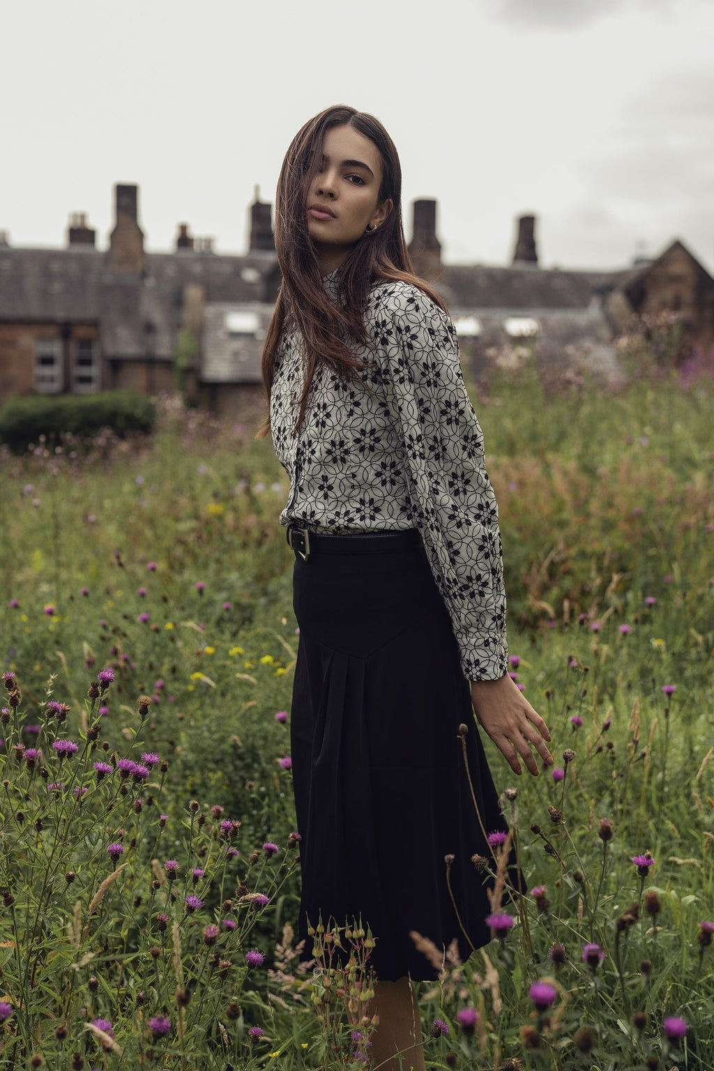 Embroidered Puff Sleeve Blouse-Floral