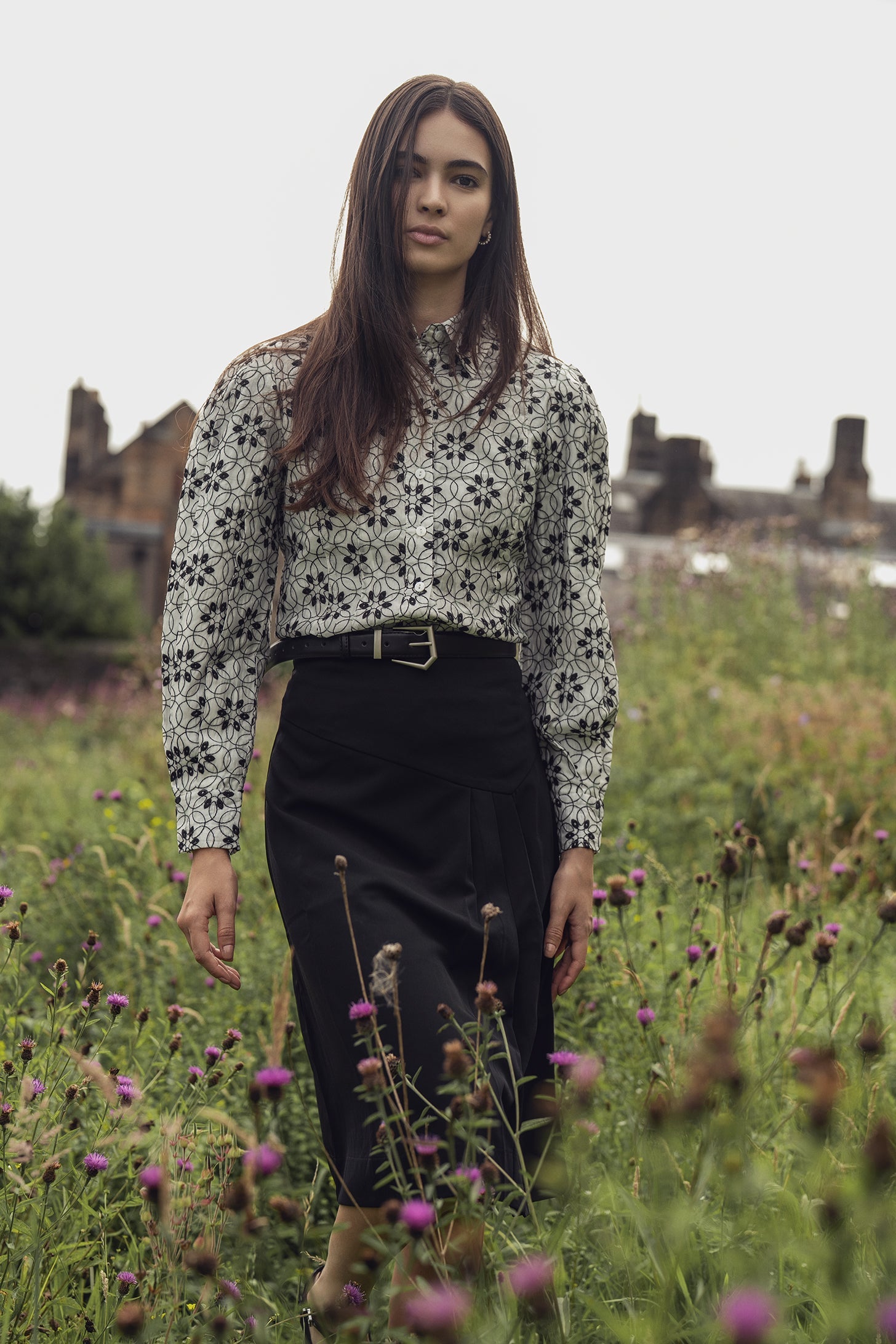 Embroidered Puff Sleeve Blouse-Floral