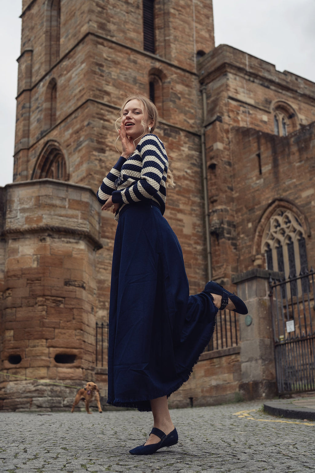 Fringe Circle Skirt-Navy