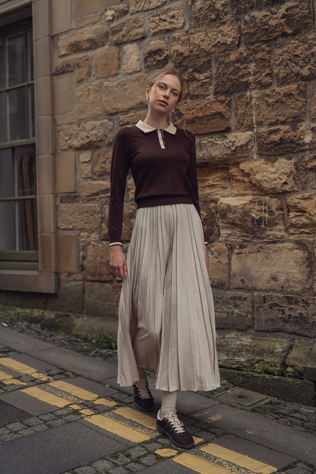 Marni Pleated Skirt 37"-Oatmeal