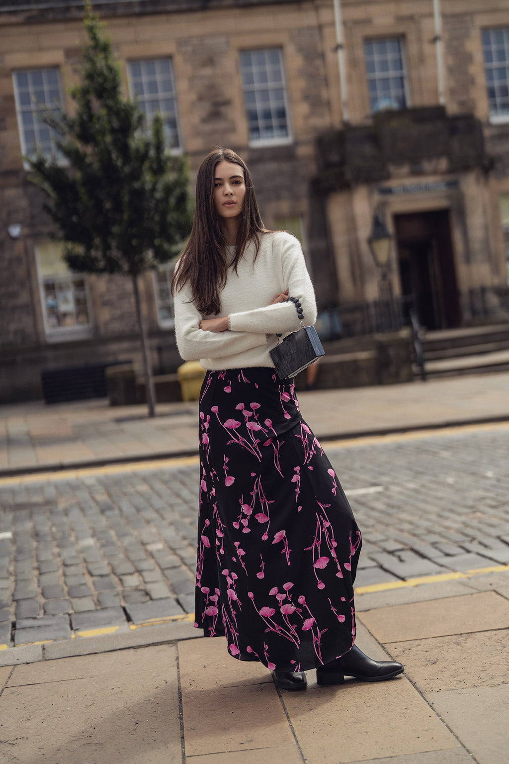 Gathered Overlay Skirt-Pink Floral