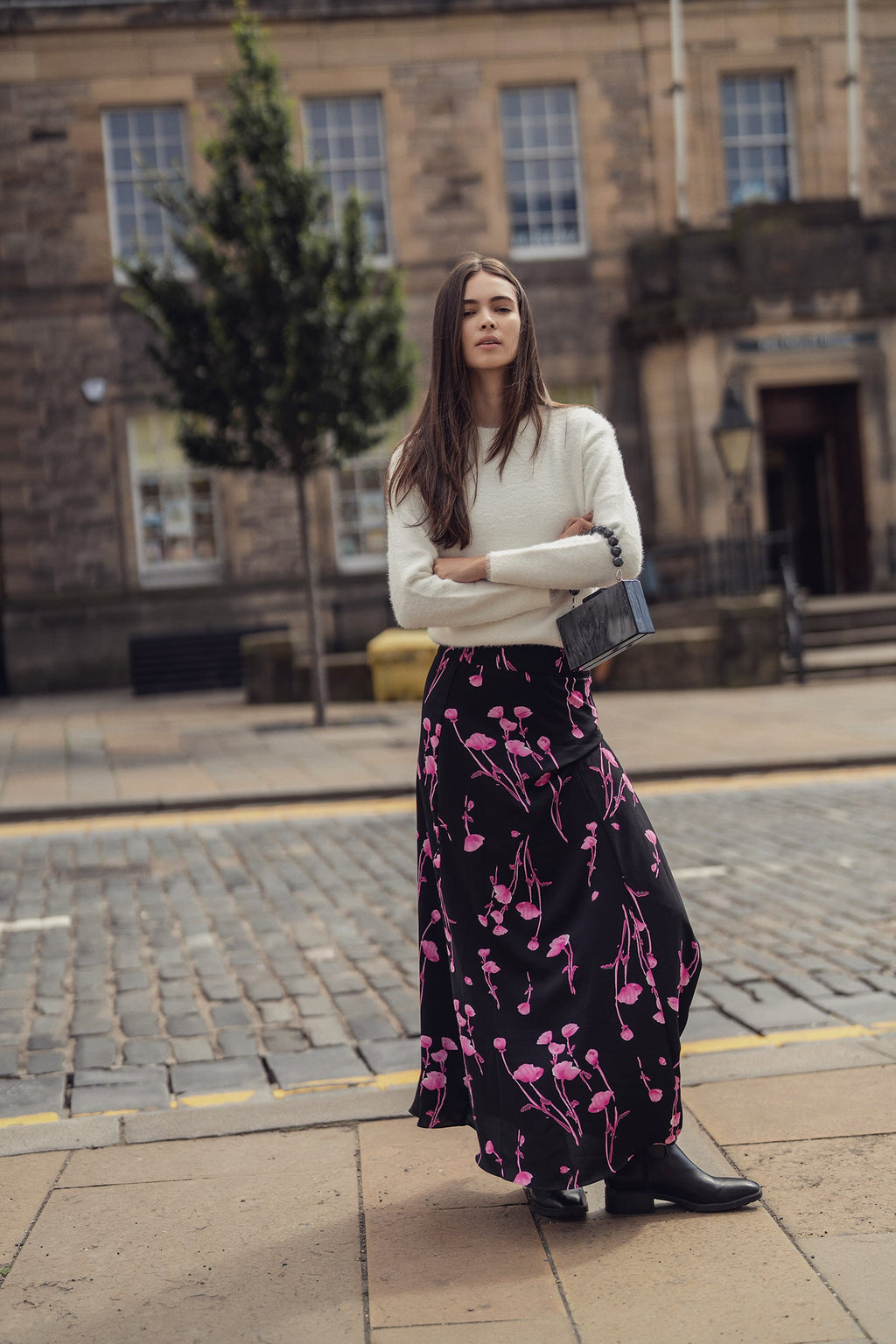 Gathered Overlay Skirt-Pink Floral