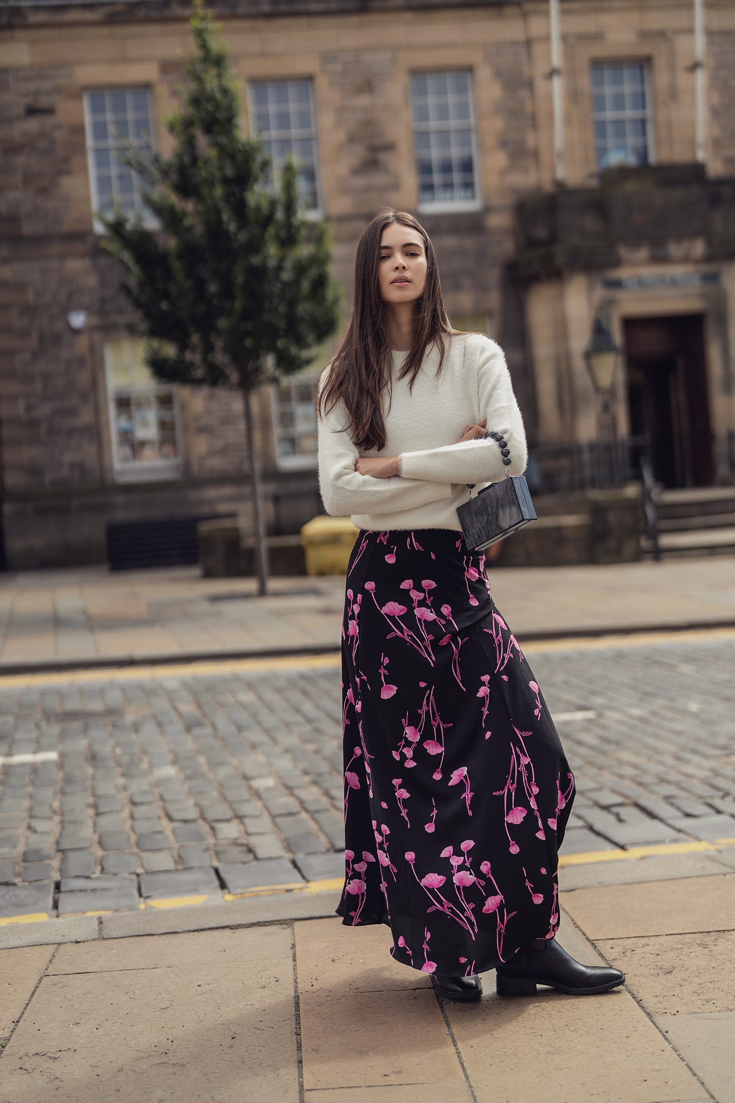 Gathered Overlay Skirt-Pink Floral