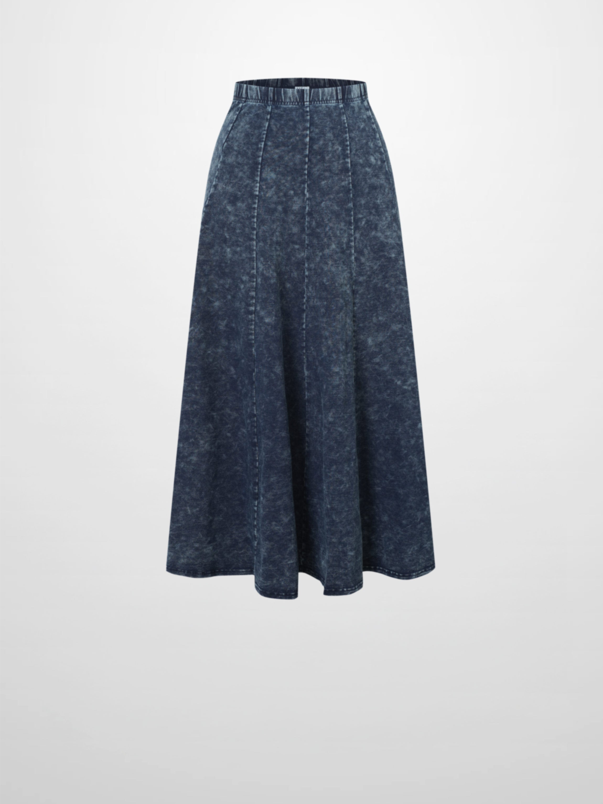 Paneled Flare Skirt 25"-Blue Wash