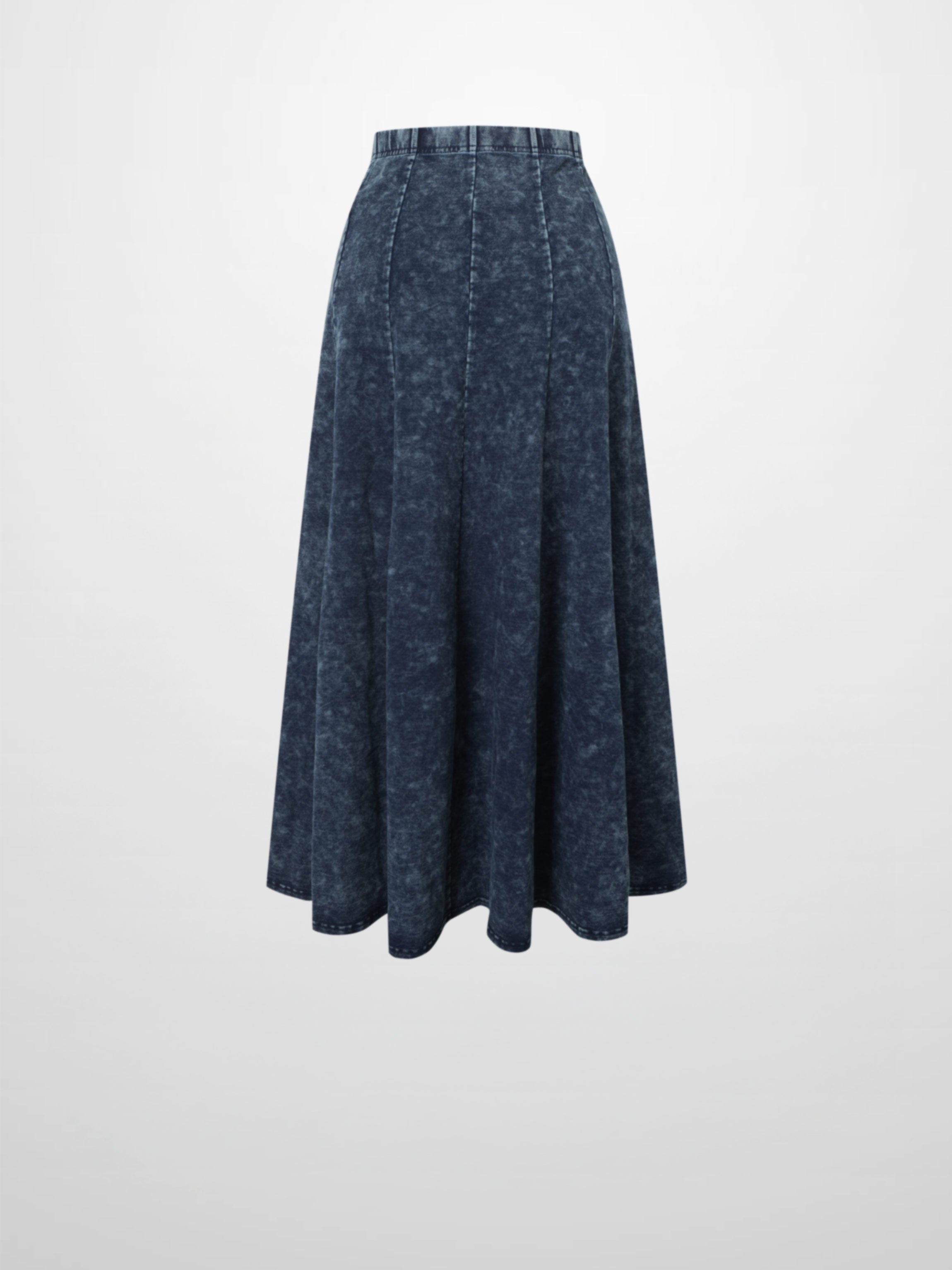 Paneled Flare Skirt 25"-Blue Wash
