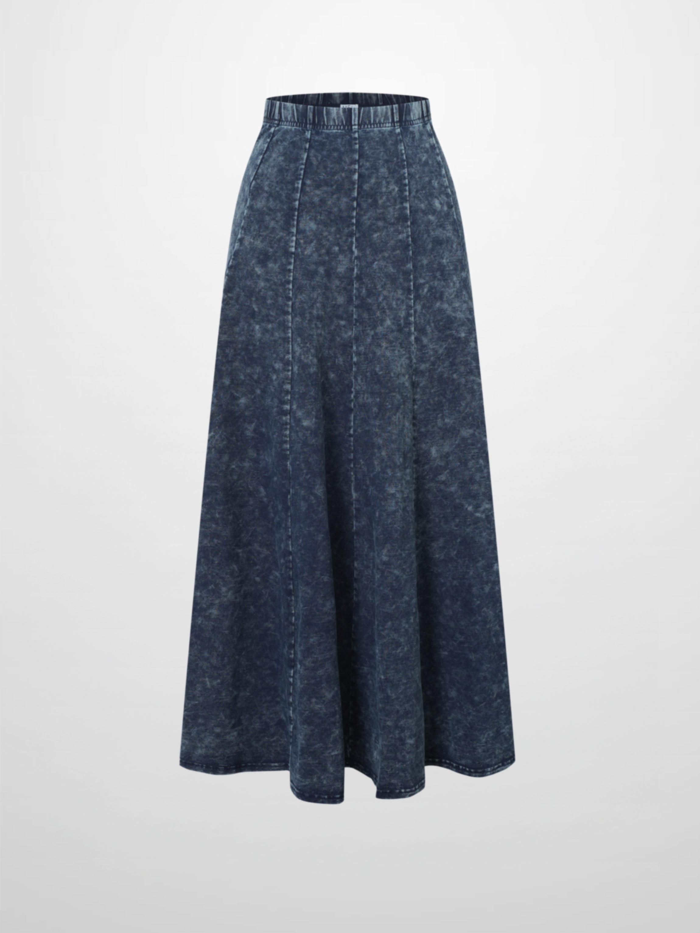 Paneled Flare Skirt 35"-Blue Wash
