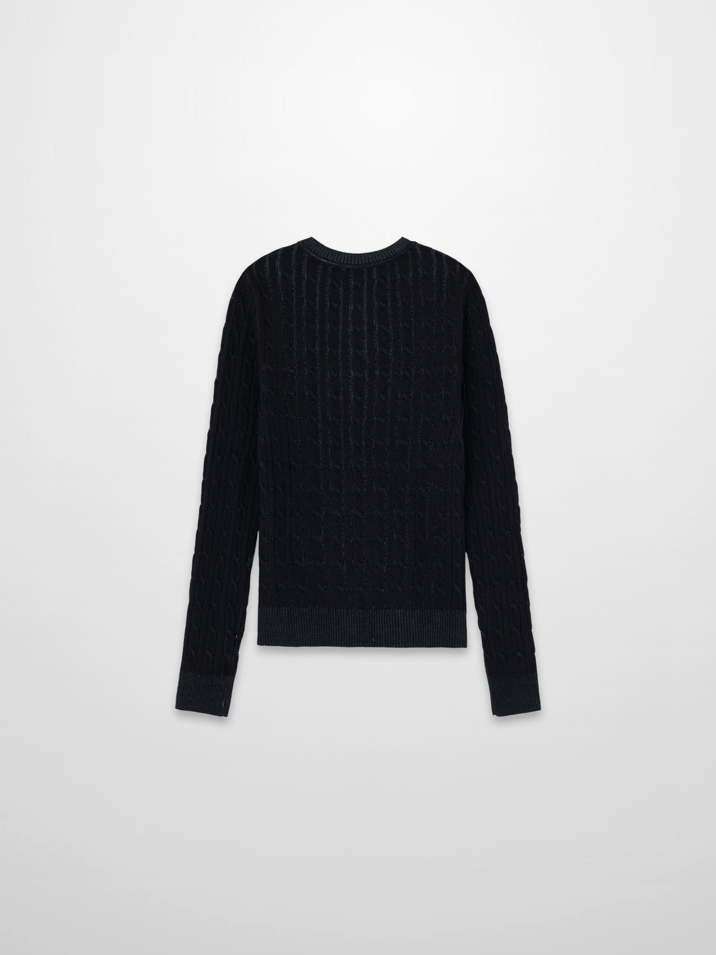 Printed Cable Sweater-Black Flower