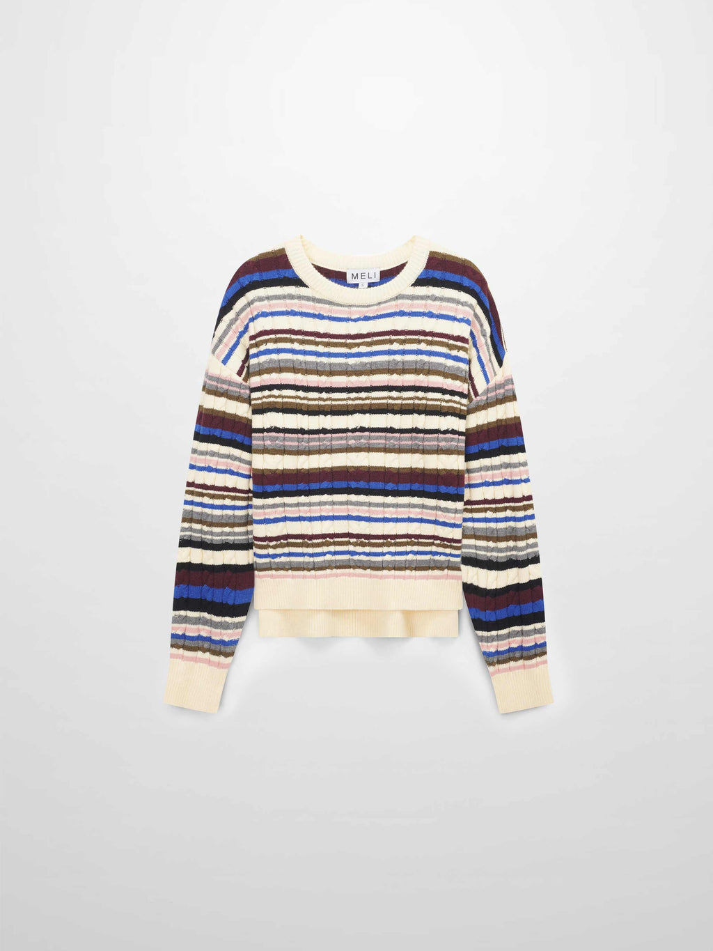 Cable Striped Sweater-Multi