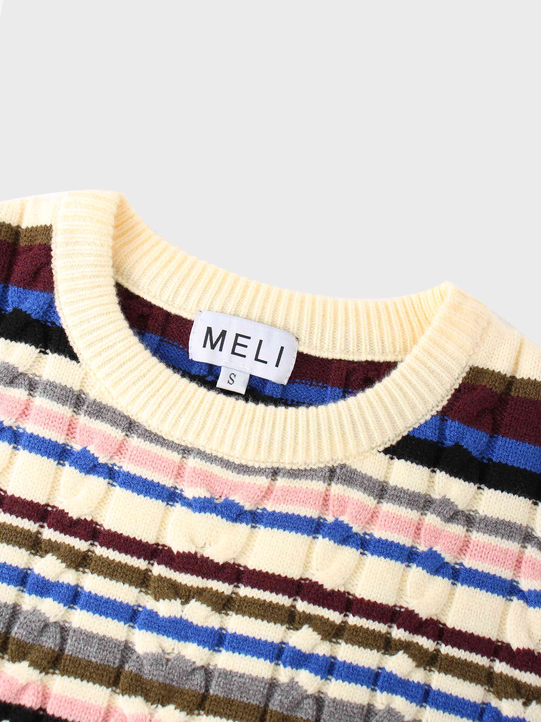 Cable Striped Sweater-Multi