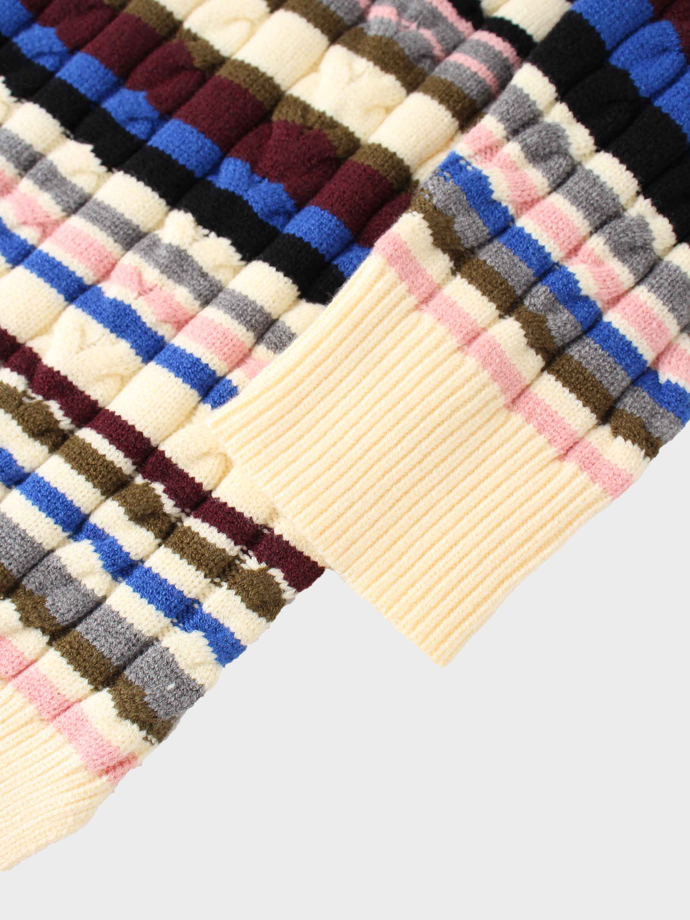 Cable Striped Sweater-Multi