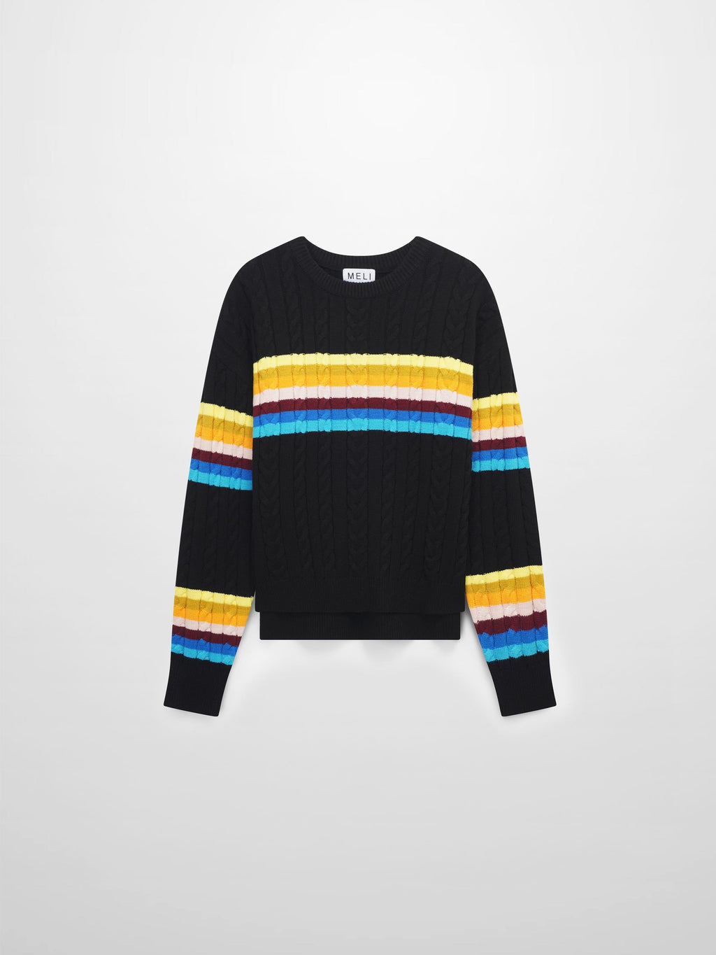 Cable Striped Sweater-Colored Stripe