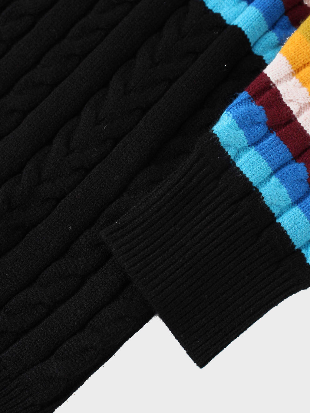 Cable Striped Sweater-Colored Stripe